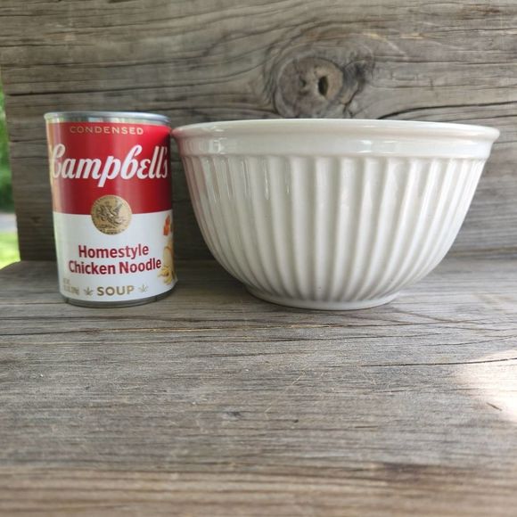 ANTIQUE Union Pacific Railroad Mixing Chefs Bowl 7" Stoneware Rib Cream Railway - Picture 3 of 9